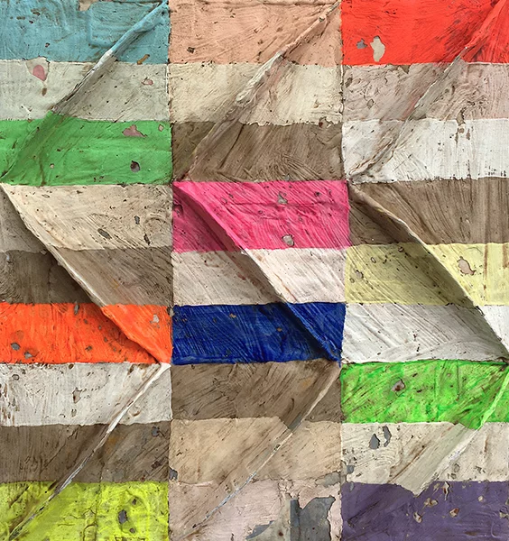 Quadro; opera d'arte; Marco Ferri; tela astratta a vele in rilievo; colori caldi; Firenze