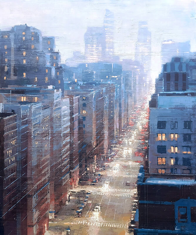 Quadro; dipinto; strada di New York; acrilico su tela; Claudio Cionini; La Fonderia
