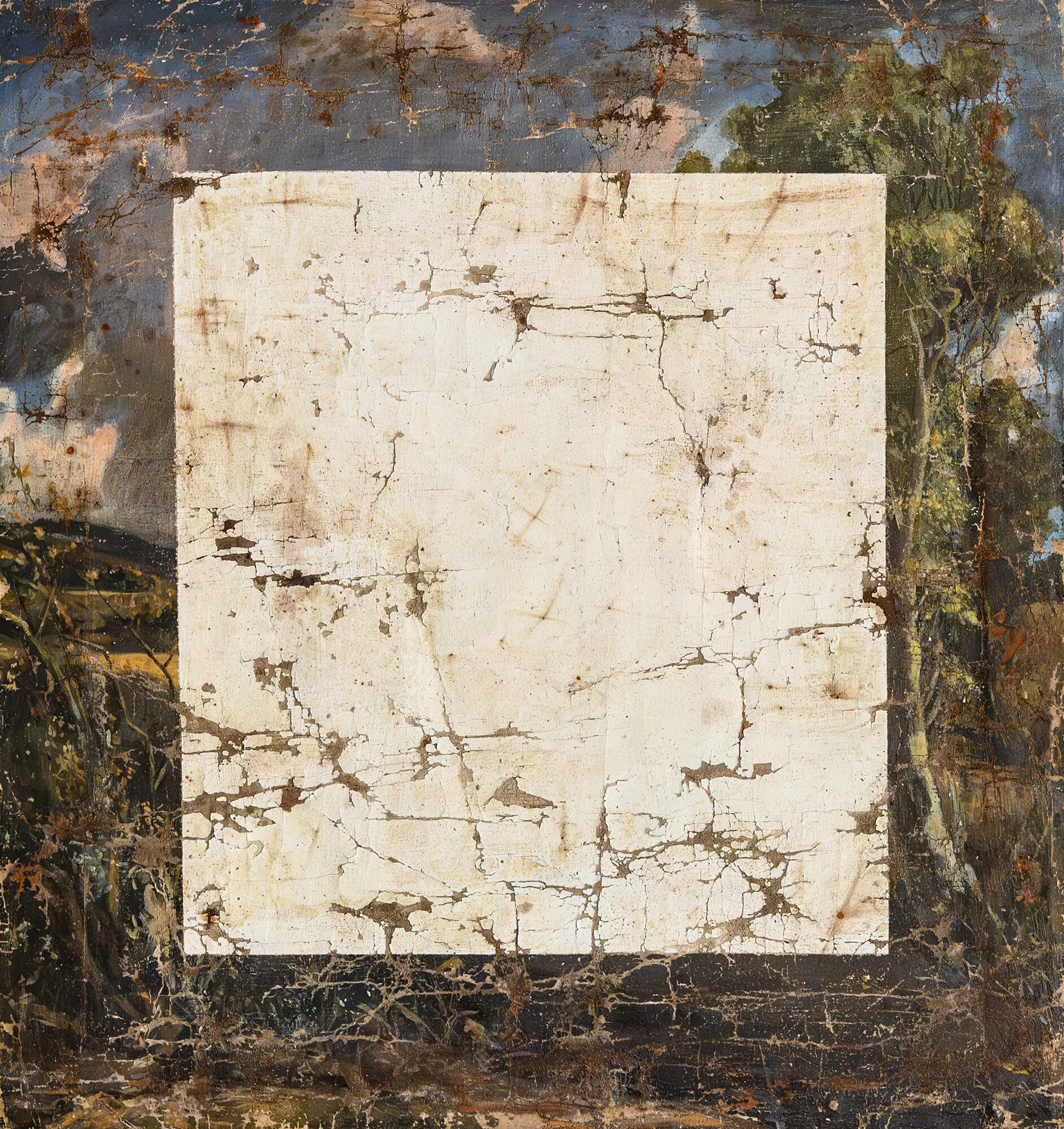 Marco Ferri; dipinto; Omaggio a Constable; opera con rettangolo bianco al centro