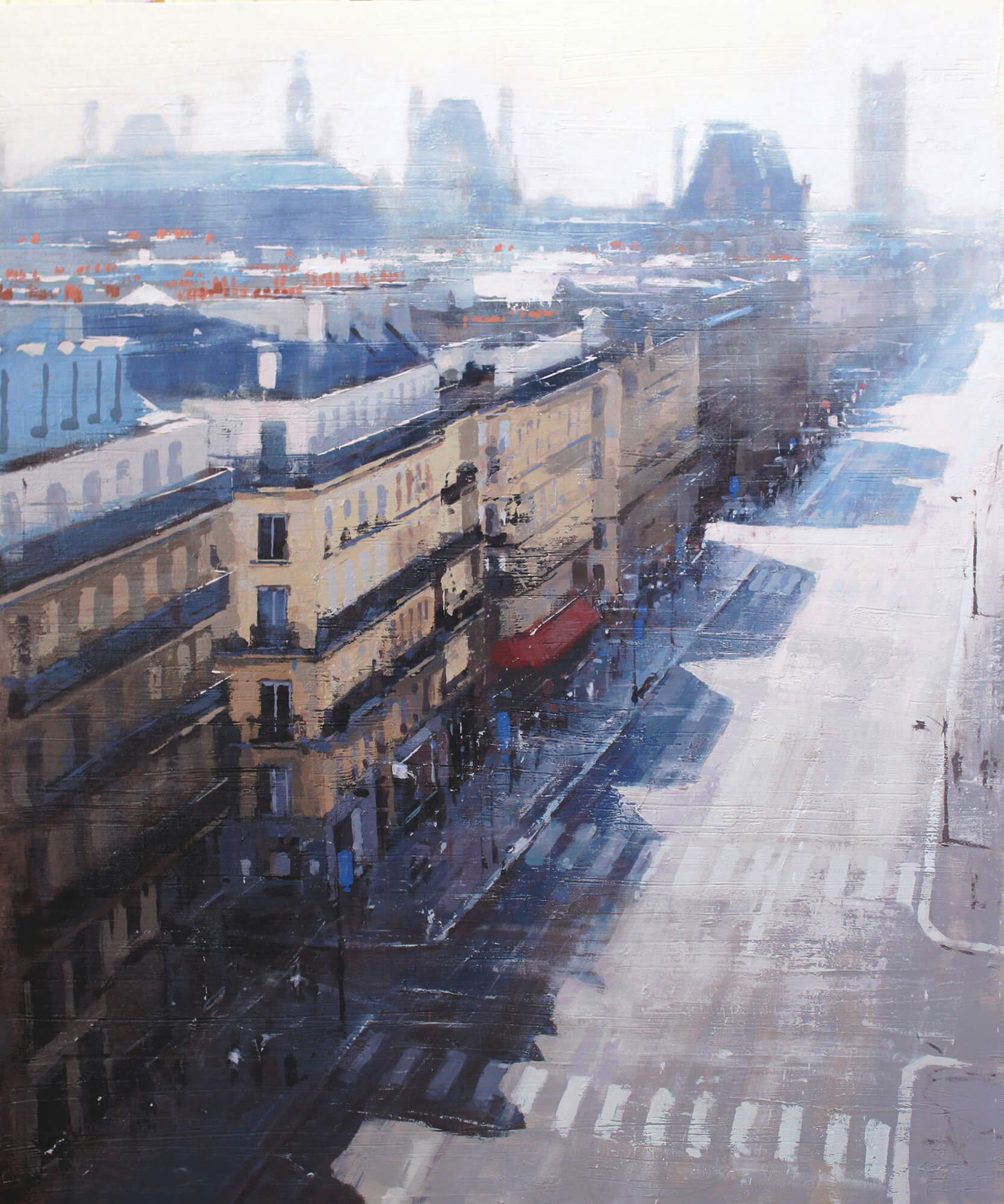 Claudio Cionini, acrilico dipinto di Rue Rivoli a Parigi